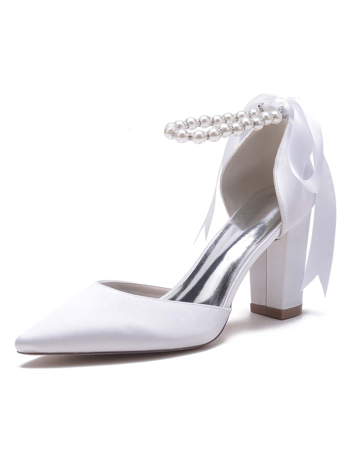 Bridesmaid Wedding Shoes for Women with Rhinestones and Pointed Toe High Heels