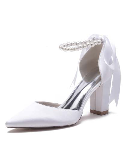 Bridesmaid Wedding Shoes for Women with Rhinestones and Pointed Toe High Heels