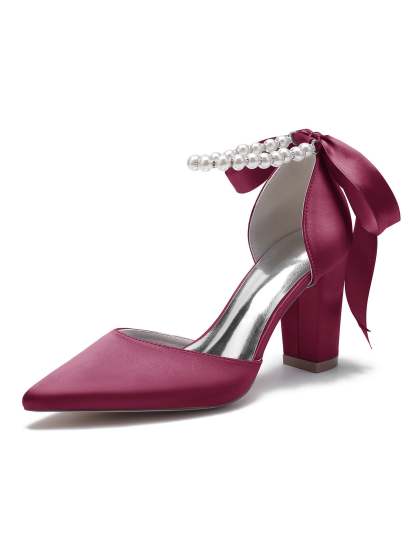 Bridesmaid Wedding Shoes for Women with Rhinestones and Pointed Toe High Heels