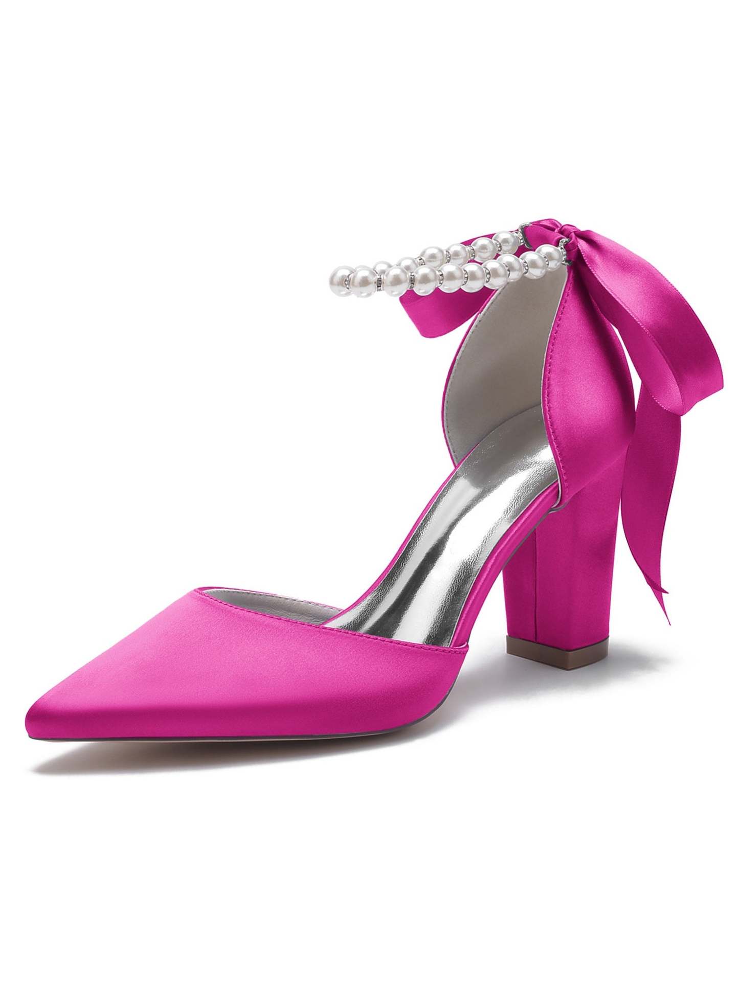 Bridesmaid Wedding Shoes for Women with Rhinestones and Pointed Toe High Heels