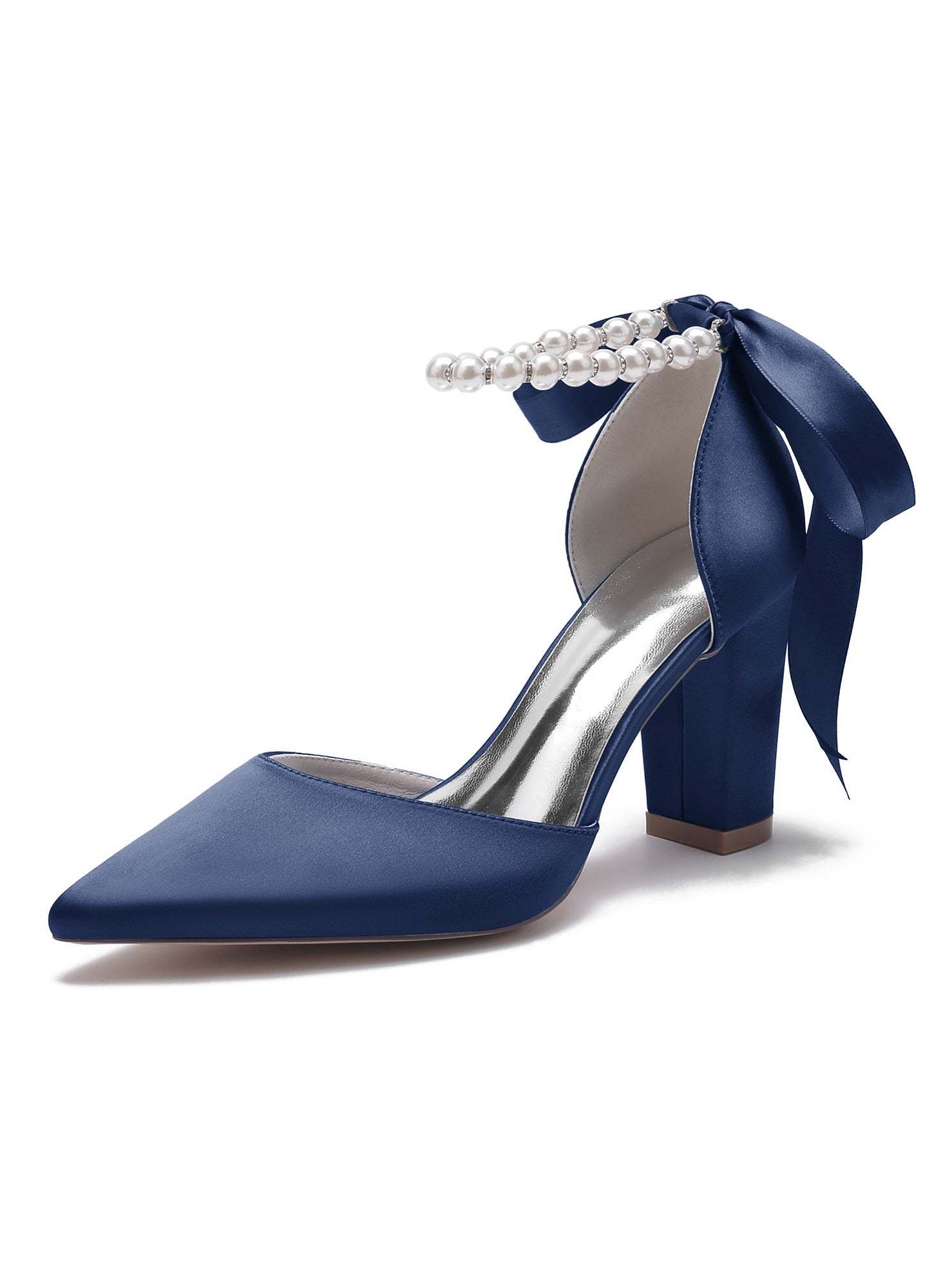 Bridesmaid Wedding Shoes for Women with Rhinestones and Pointed Toe High Heels