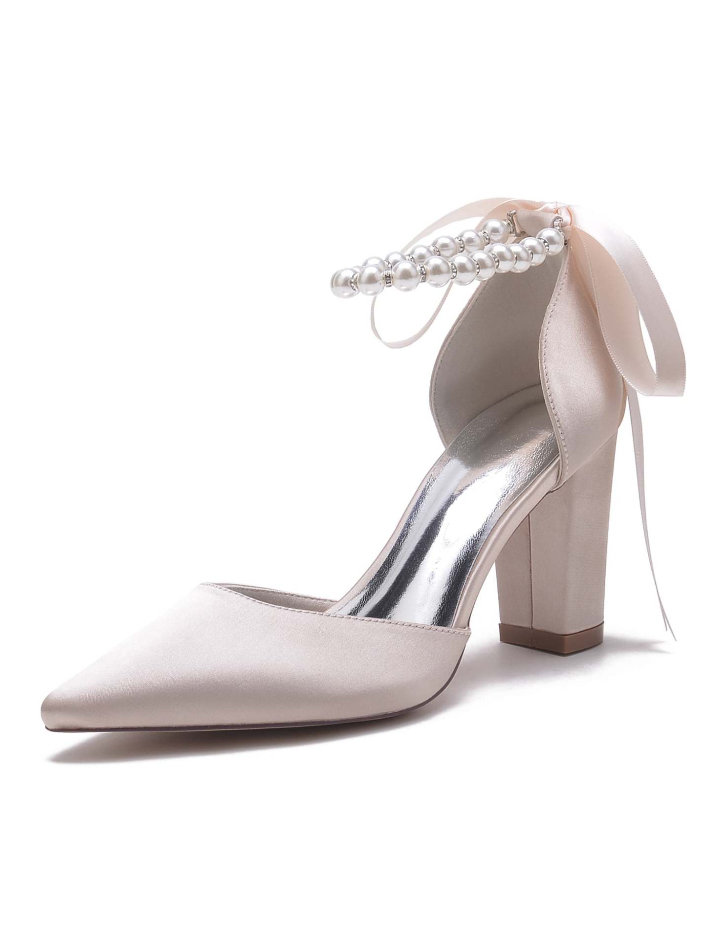 Bridesmaid Wedding Shoes for Women with Rhinestones and Pointed Toe High Heels