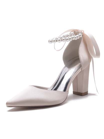 Bridesmaid Wedding Shoes for Women with Rhinestones and Pointed Toe High Heels