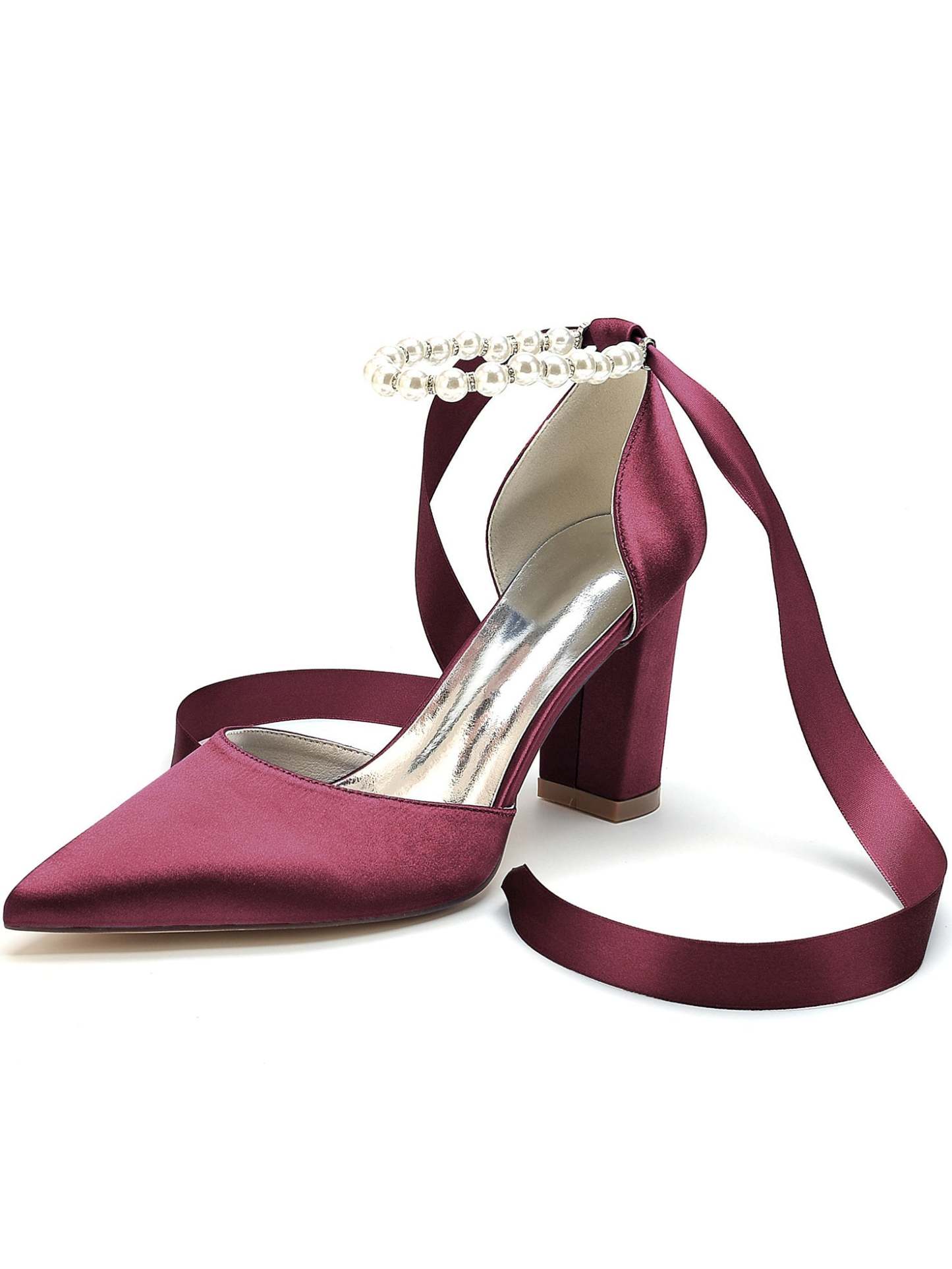 Bridesmaid Wedding Shoes for Women with Rhinestones and Pointed Toe High Heels