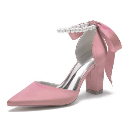 Bridesmaid Wedding Shoes for Women with Rhinestones and Pointed Toe High Heels