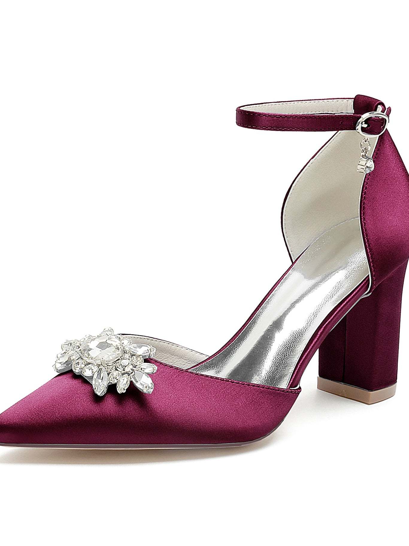 Bridal High Heel Shoes for Women with Rhinestone Detail and Pointed Toe