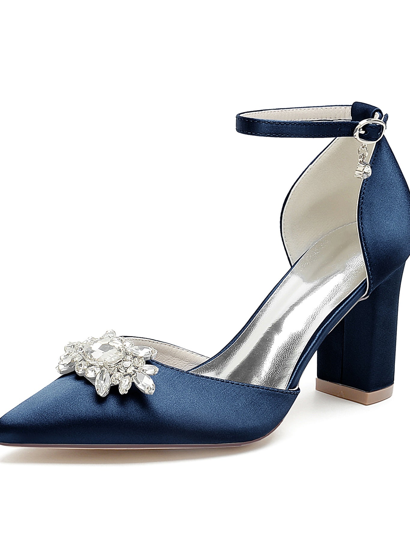 Bridal High Heel Shoes for Women with Rhinestone Detail and Pointed Toe
