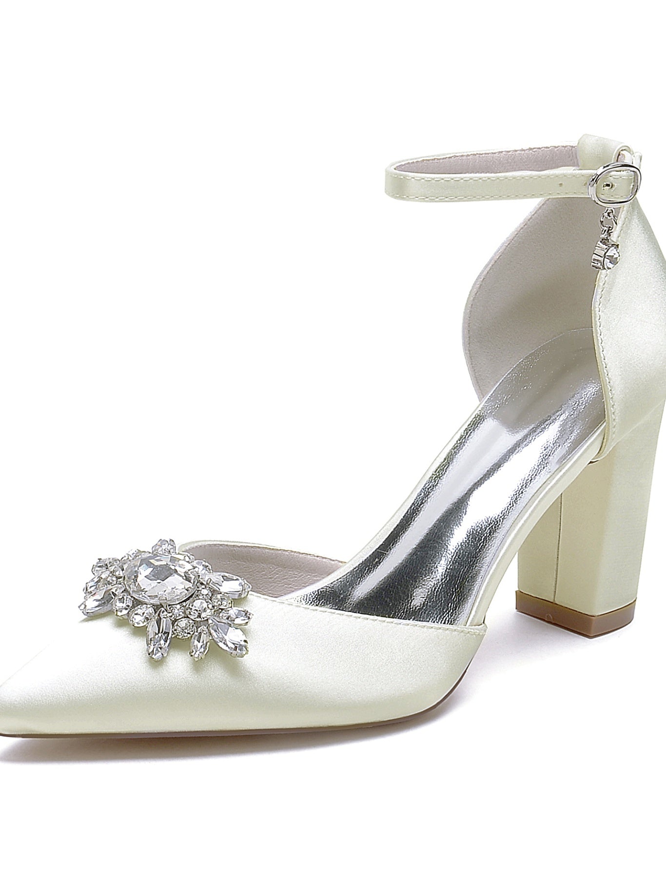 Bridal High Heel Shoes for Women with Rhinestone Detail and Pointed Toe