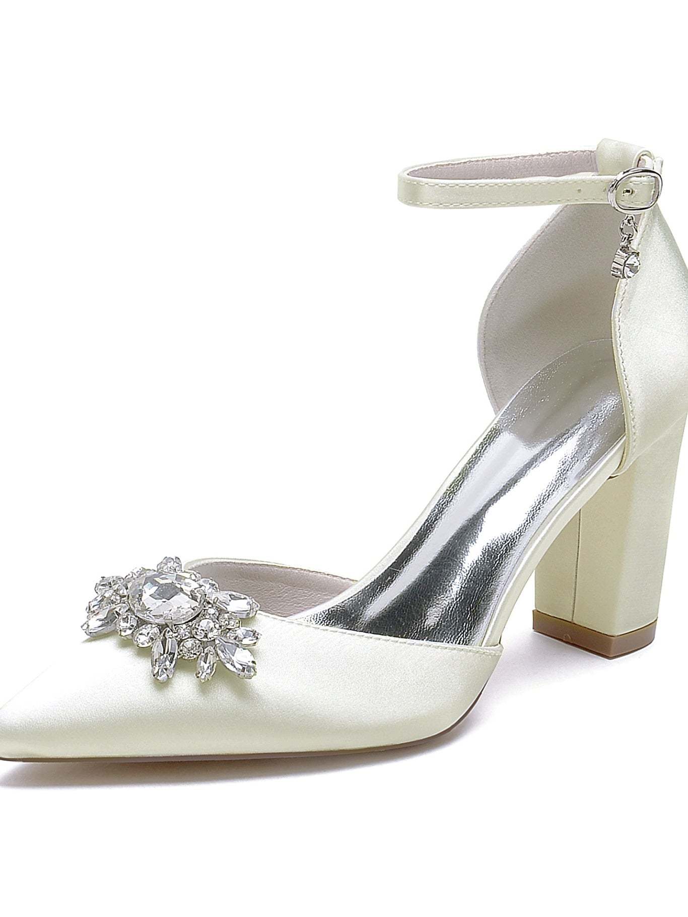 Bridal High Heel Shoes for Women with Rhinestone Detail and Pointed Toe