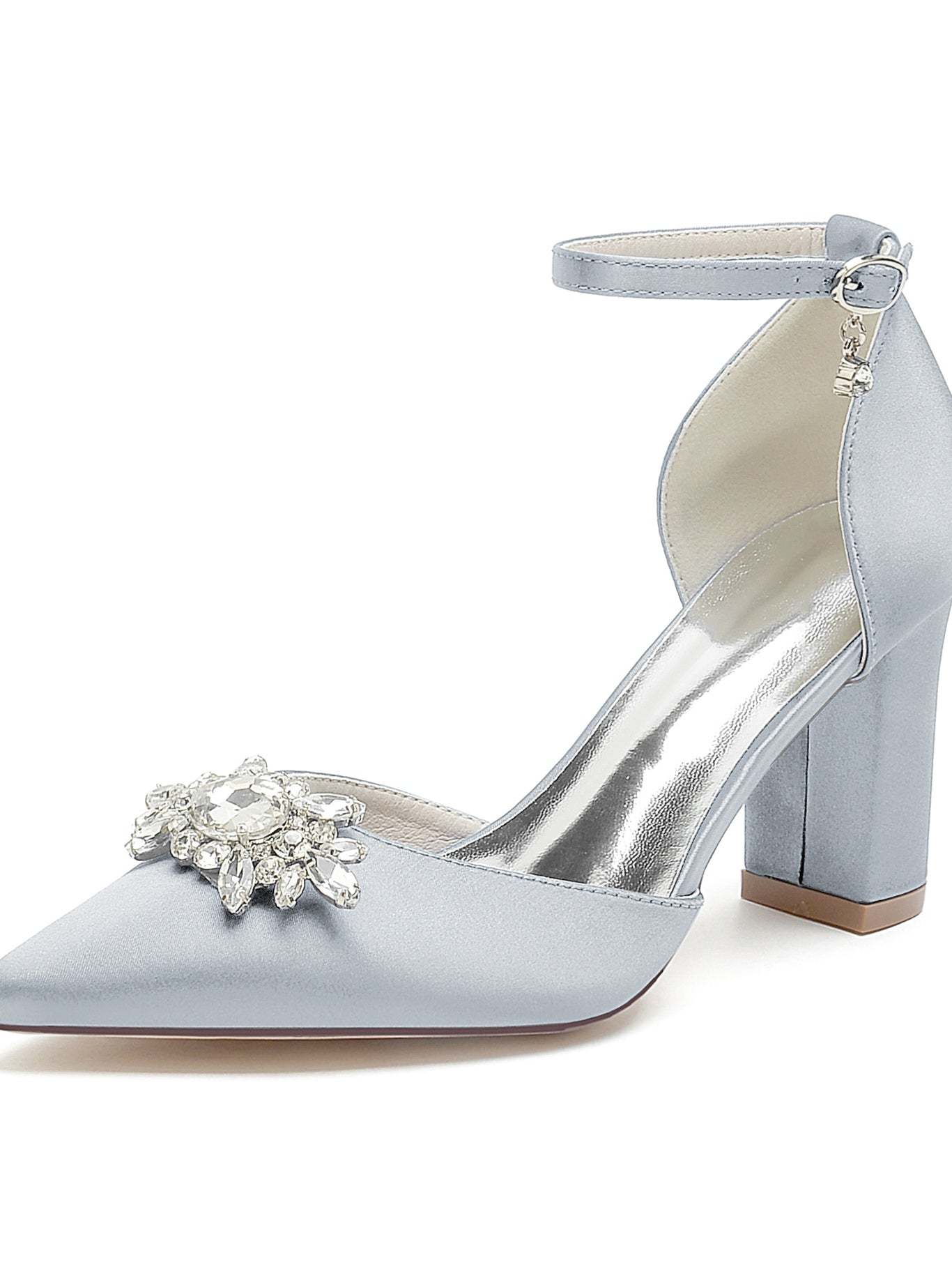 Bridal High Heel Shoes for Women with Rhinestone Detail and Pointed Toe