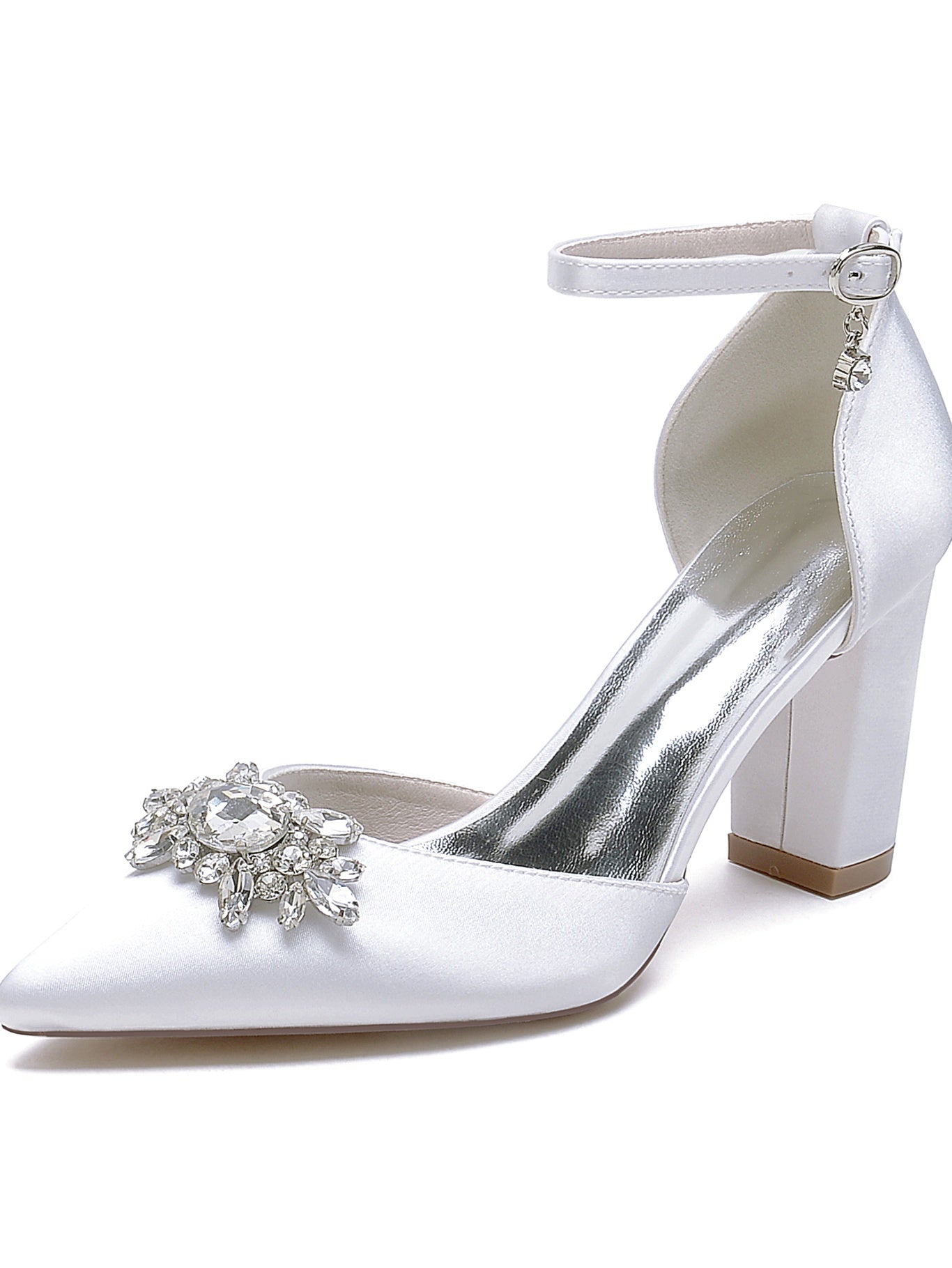 Bridal High Heel Shoes for Women with Rhinestone Detail and Pointed Toe