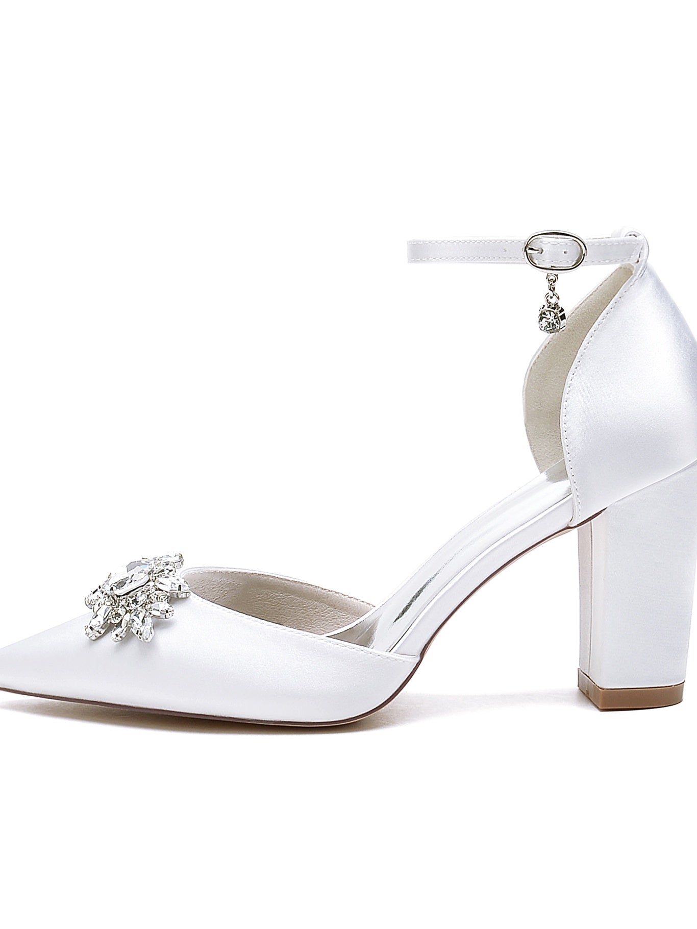 Bridal High Heel Shoes for Women with Rhinestone Detail and Pointed Toe