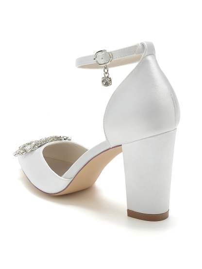 Bridal High Heel Shoes for Women with Rhinestone Detail and Pointed Toe