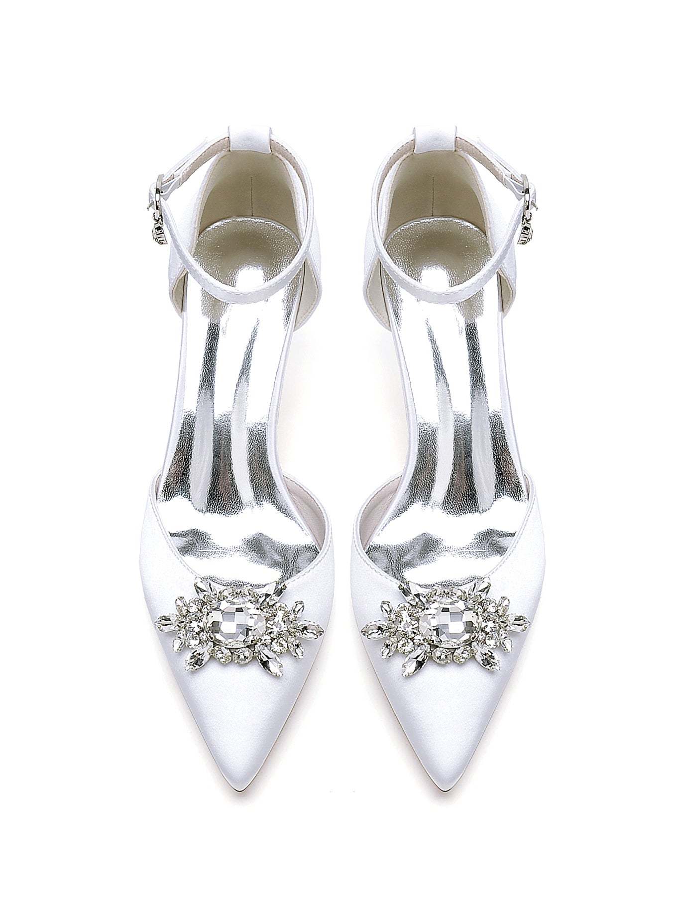 Bridal High Heel Shoes for Women with Rhinestone Detail and Pointed Toe