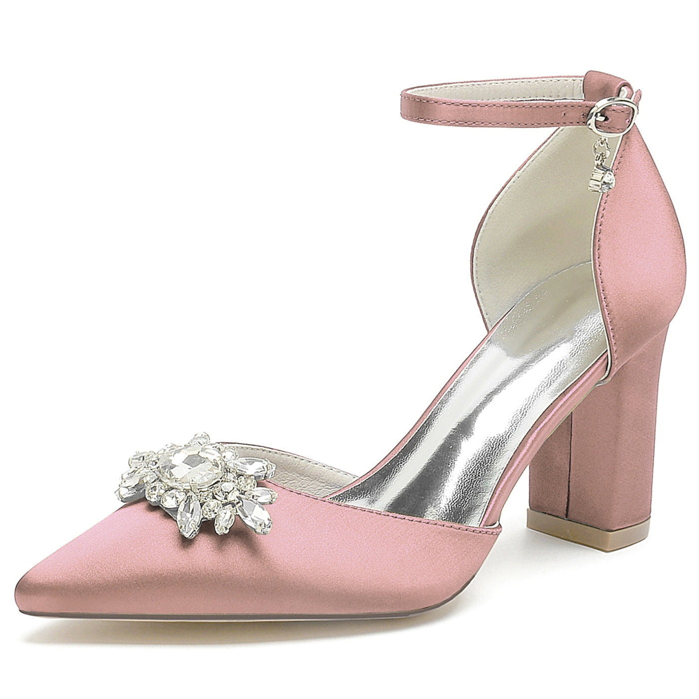 Bridal High Heel Shoes for Women with Rhinestone Detail and Pointed Toe