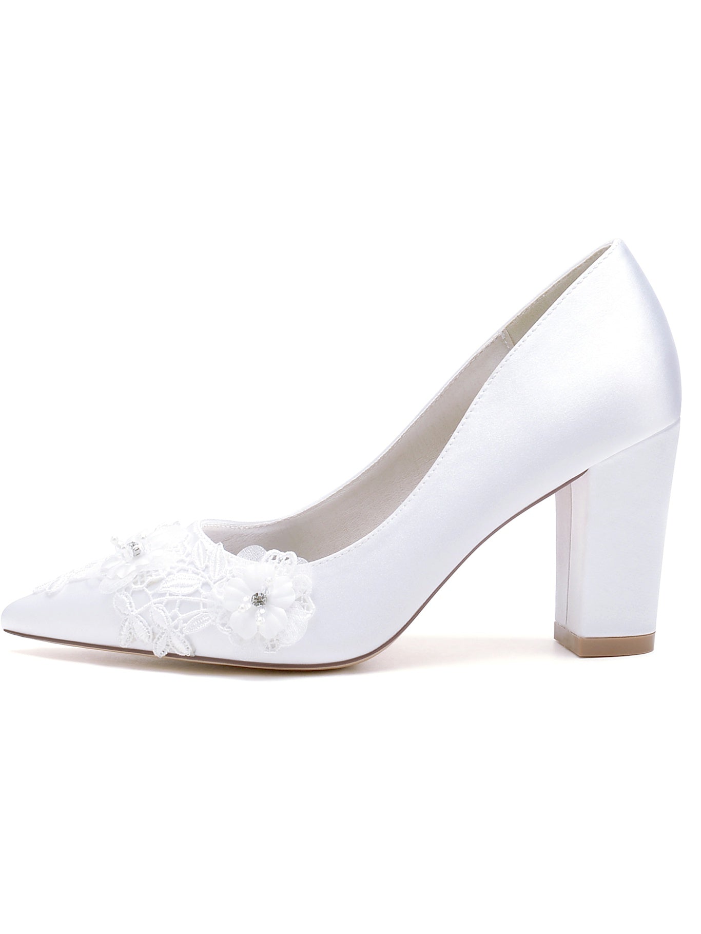 Pointed Toe Stiletto Heel Wedding Shoes for Women with Rhinestones