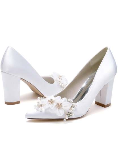 Bridesmaid High Heel Shoes for Women with Rhinestone Accents and Pointed Toe