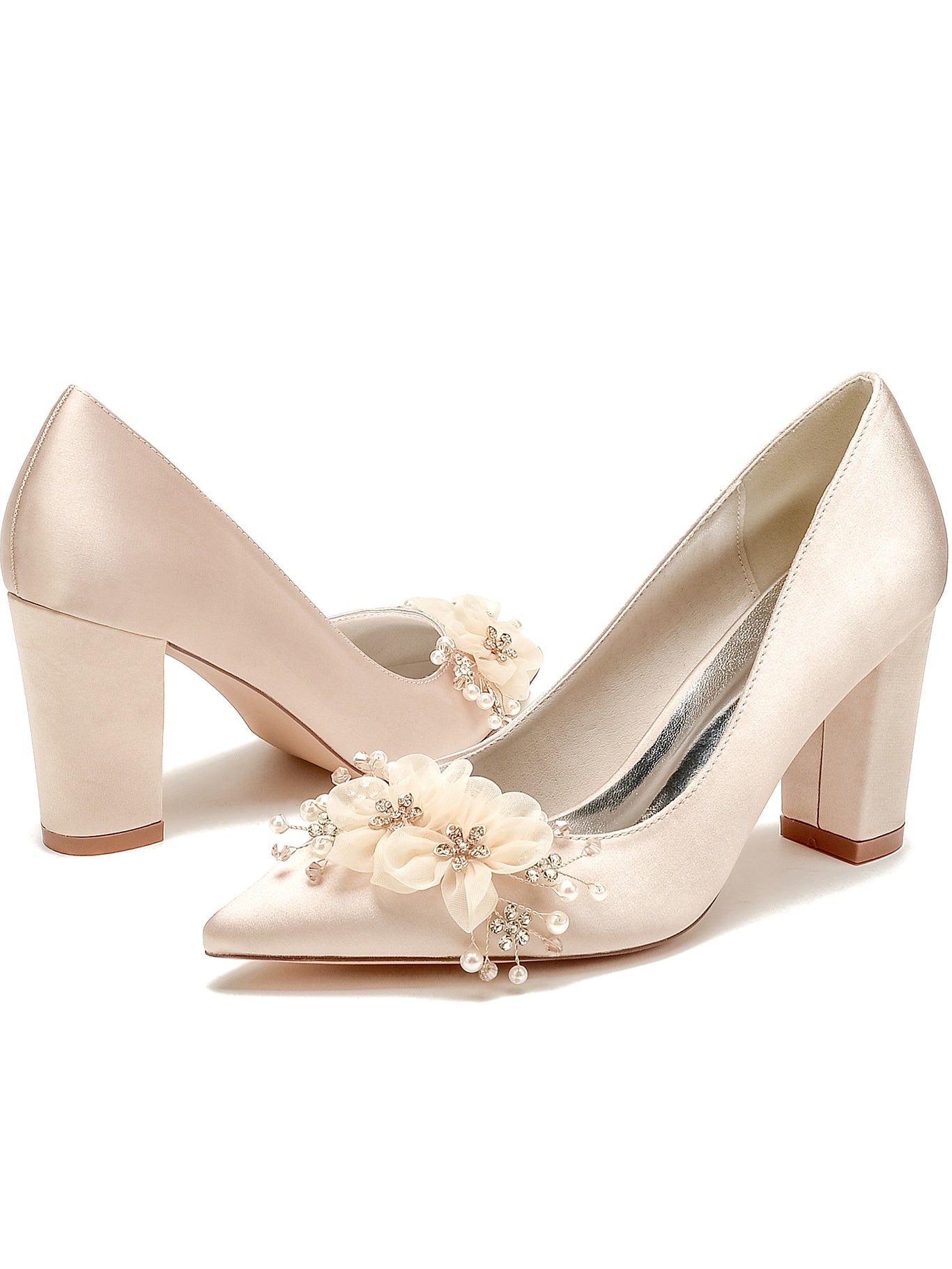 Bridesmaid High Heel Shoes for Women with Rhinestone Accents and Pointed Toe