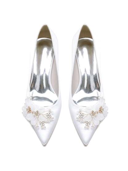 Bridesmaid High Heel Shoes for Women with Rhinestone Accents and Pointed Toe