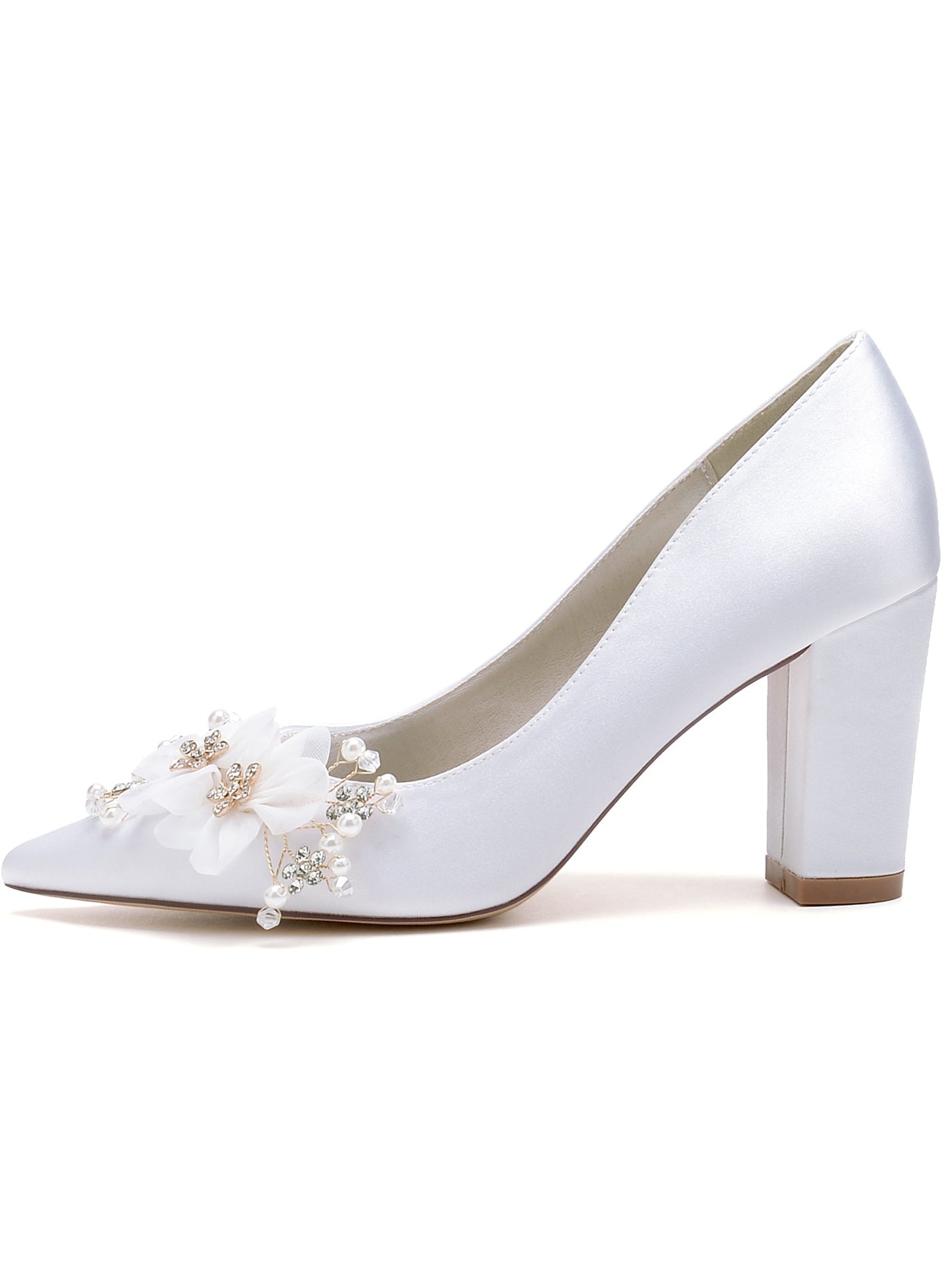 Bridesmaid High Heel Shoes for Women with Rhinestone Accents and Pointed Toe
