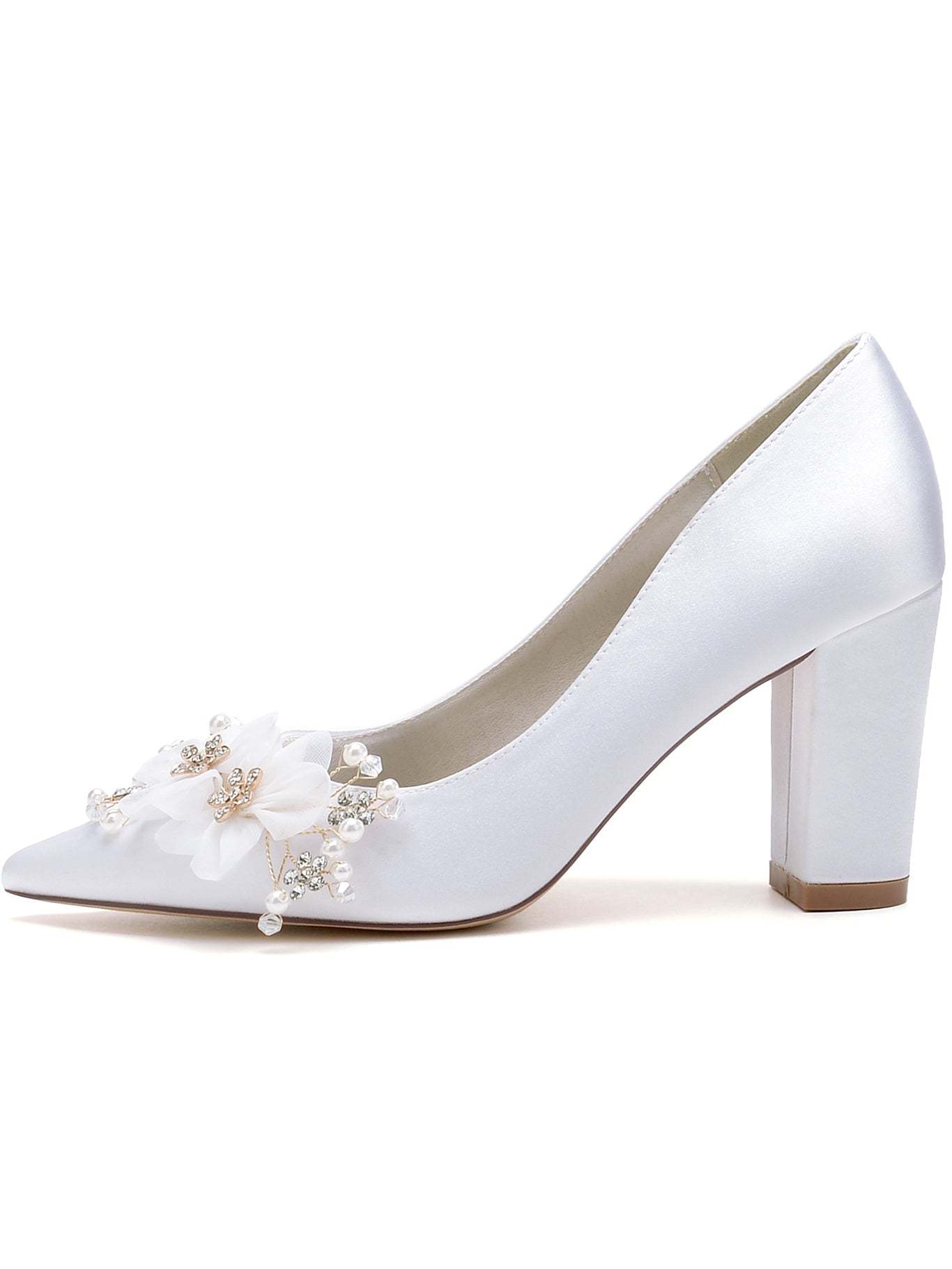 Bridesmaid High Heel Shoes for Women with Rhinestone Accents and Pointed Toe