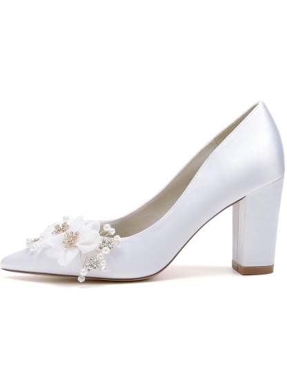 Bridesmaid High Heel Shoes for Women with Rhinestone Accents and Pointed Toe