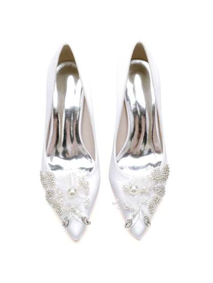Bridesmaid Wedding Shoes for Women with Lace and Pointed Toe in High Heel