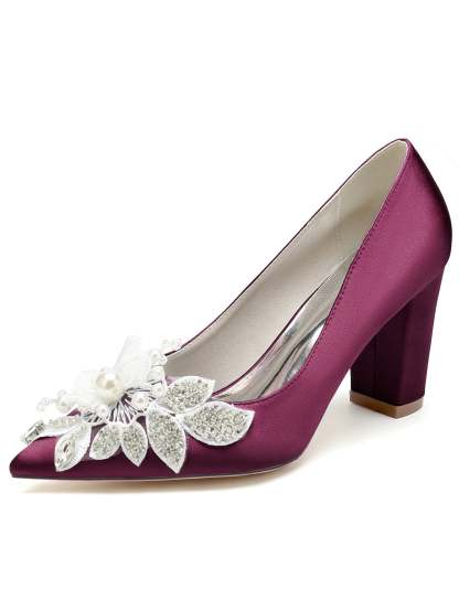 Bridesmaid Wedding Shoes for Women with Lace and Pointed Toe in High Heel
