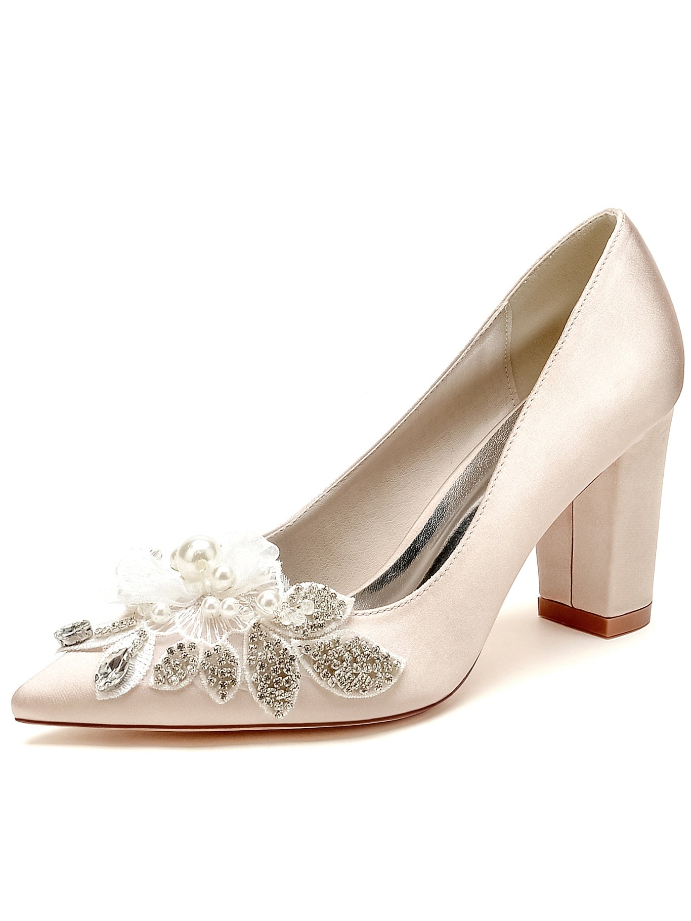 Bridesmaid Wedding Shoes for Women with Lace and Pointed Toe in High Heel