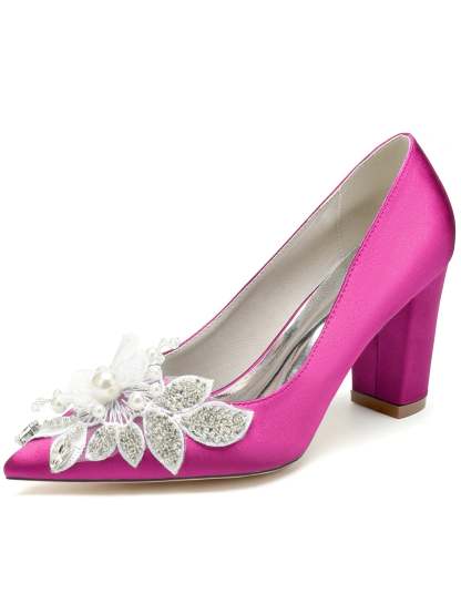 Bridesmaid Wedding Shoes for Women with Lace and Pointed Toe in High Heel