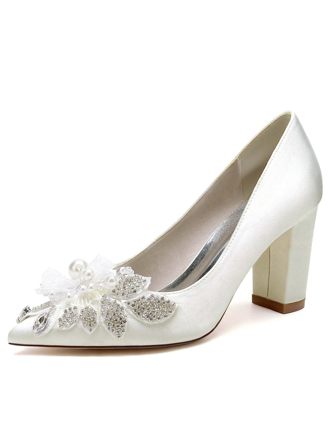 Bridesmaid Wedding Shoes for Women with Lace and Pointed Toe in High Heel