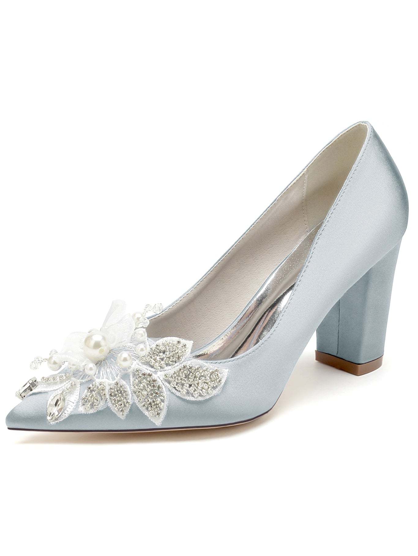 Bridesmaid Wedding Shoes for Women with Lace and Pointed Toe in High Heel
