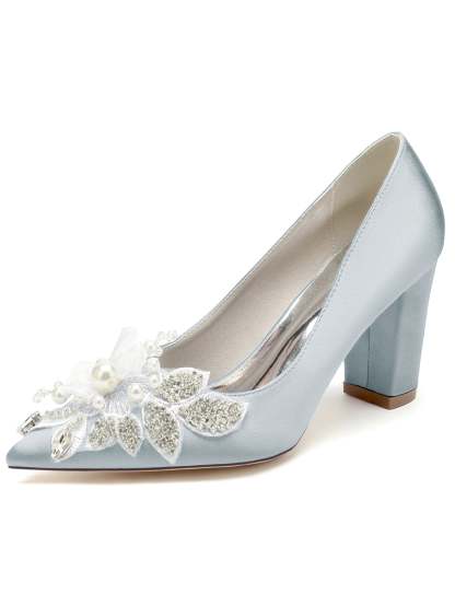 Bridesmaid Wedding Shoes for Women with Lace and Pointed Toe in High Heel