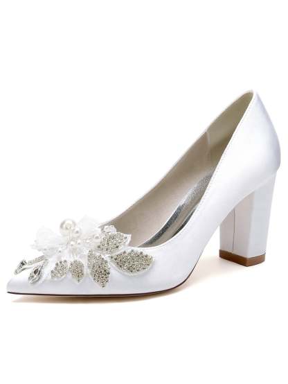 Bridesmaid Wedding Shoes for Women with Lace and Pointed Toe in High Heel