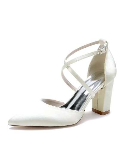 Bridal High Heel Shoes for Women with Rhinestones and Pointed Toe