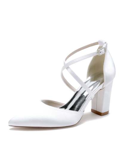 Bridal High Heel Shoes for Women with Rhinestones and Pointed Toe