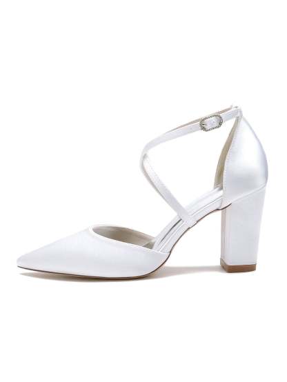 Bridal High Heel Shoes for Women with Rhinestones and Pointed Toe