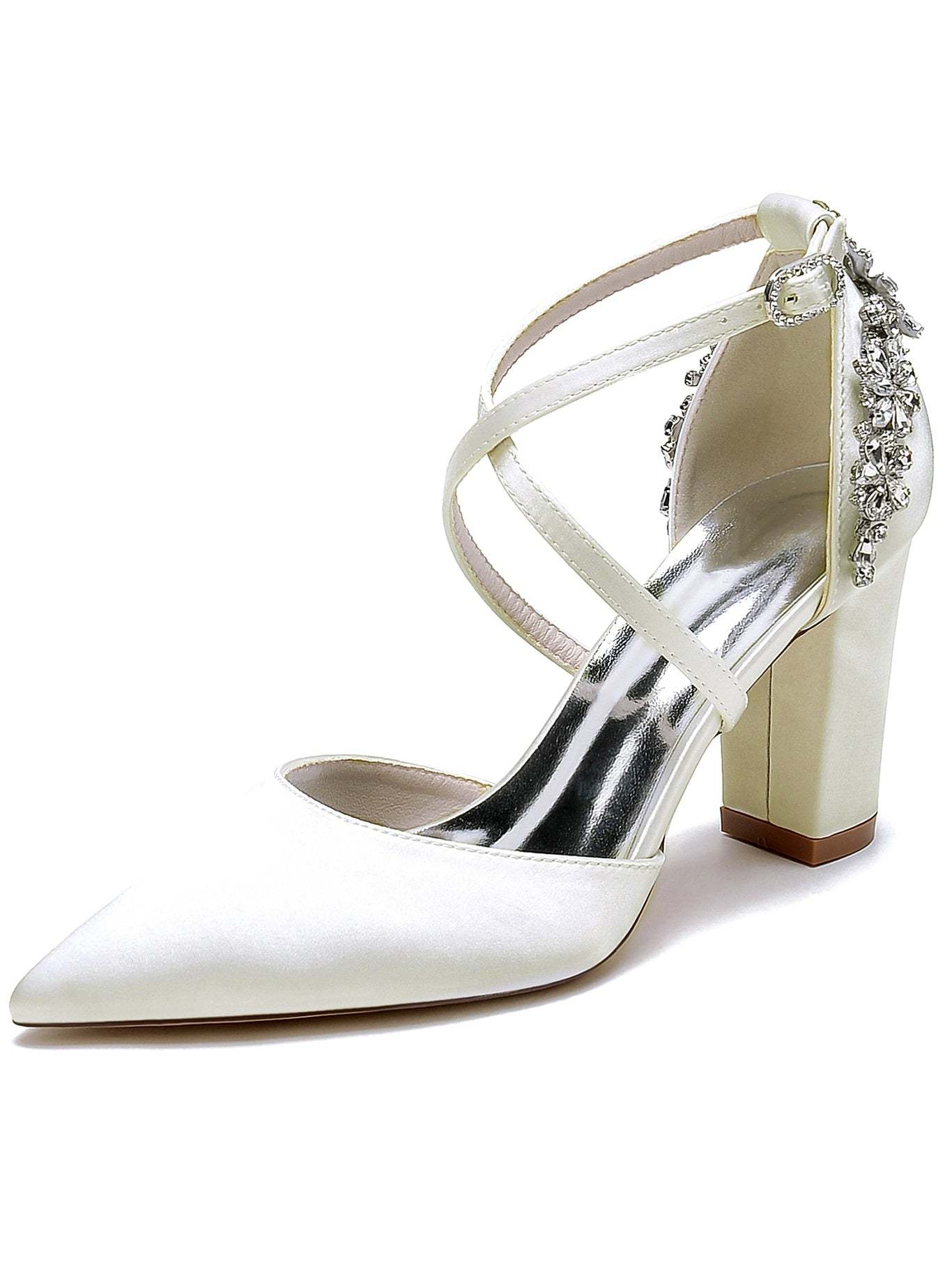 Bridesmaid Shoes for Women with Rhinestones and Pointed Toe in High Heel