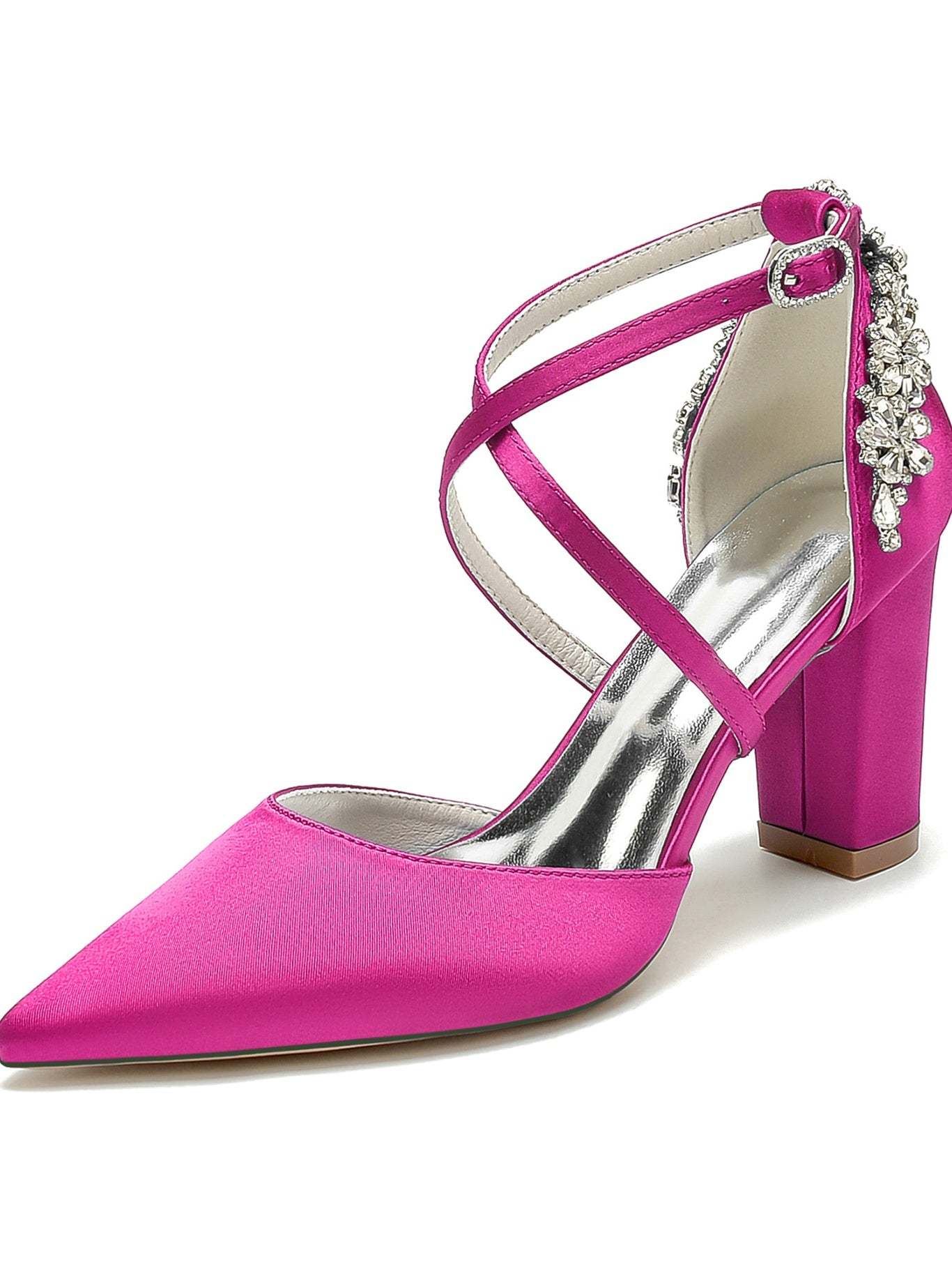 Bridesmaid Shoes for Women with Rhinestones and Pointed Toe in High Heel