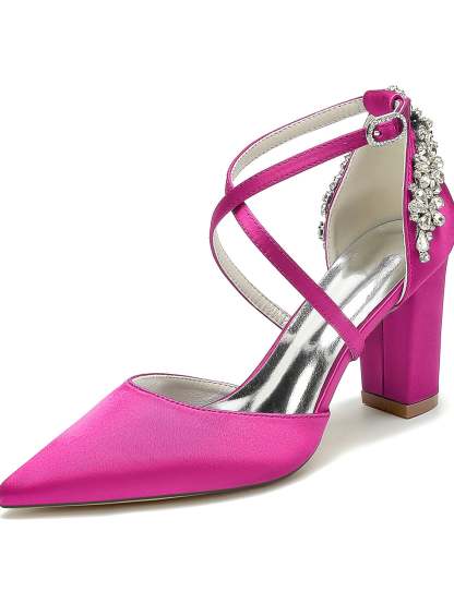 Bridesmaid Shoes for Women with Rhinestones and Pointed Toe in High Heel