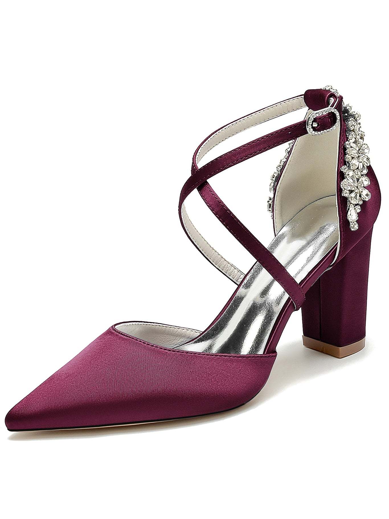 Bridesmaid Shoes for Women with Rhinestones and Pointed Toe in High Heel