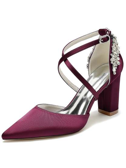 Bridesmaid Shoes for Women with Rhinestones and Pointed Toe in High Heel
