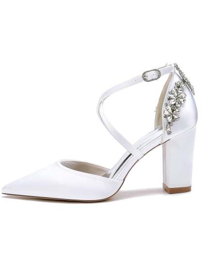 Bridesmaid Shoes for Women with Rhinestones and Pointed Toe in High Heel