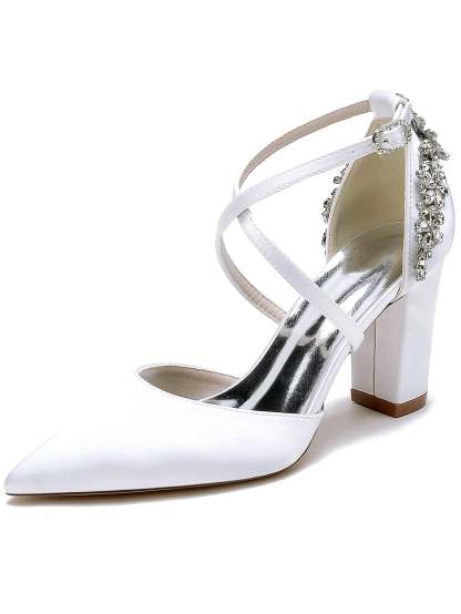 Bridesmaid Shoes for Women with Rhinestones and Pointed Toe in High Heel
