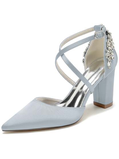 Bridesmaid Shoes for Women with Rhinestones and Pointed Toe in High Heel