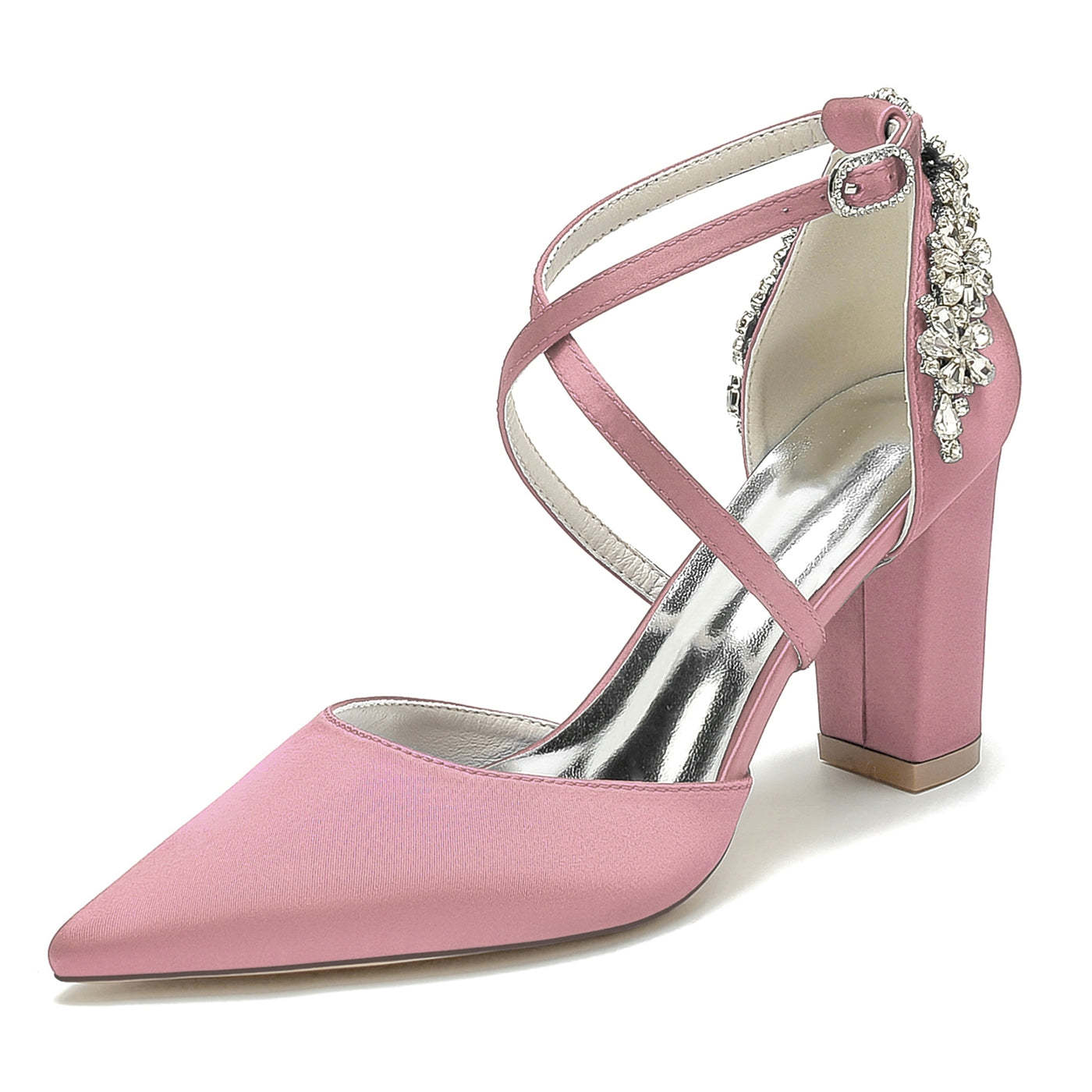 Bridesmaid Shoes for Women with Rhinestones and Pointed Toe in High Heel
