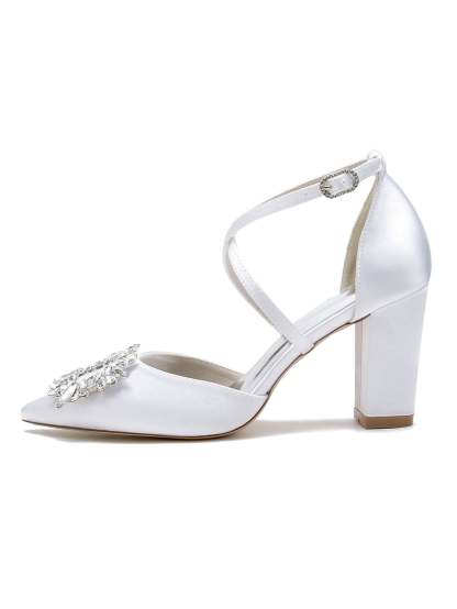 Bridal High Heel Shoes for Women with Rhinestones and Pointed Toe