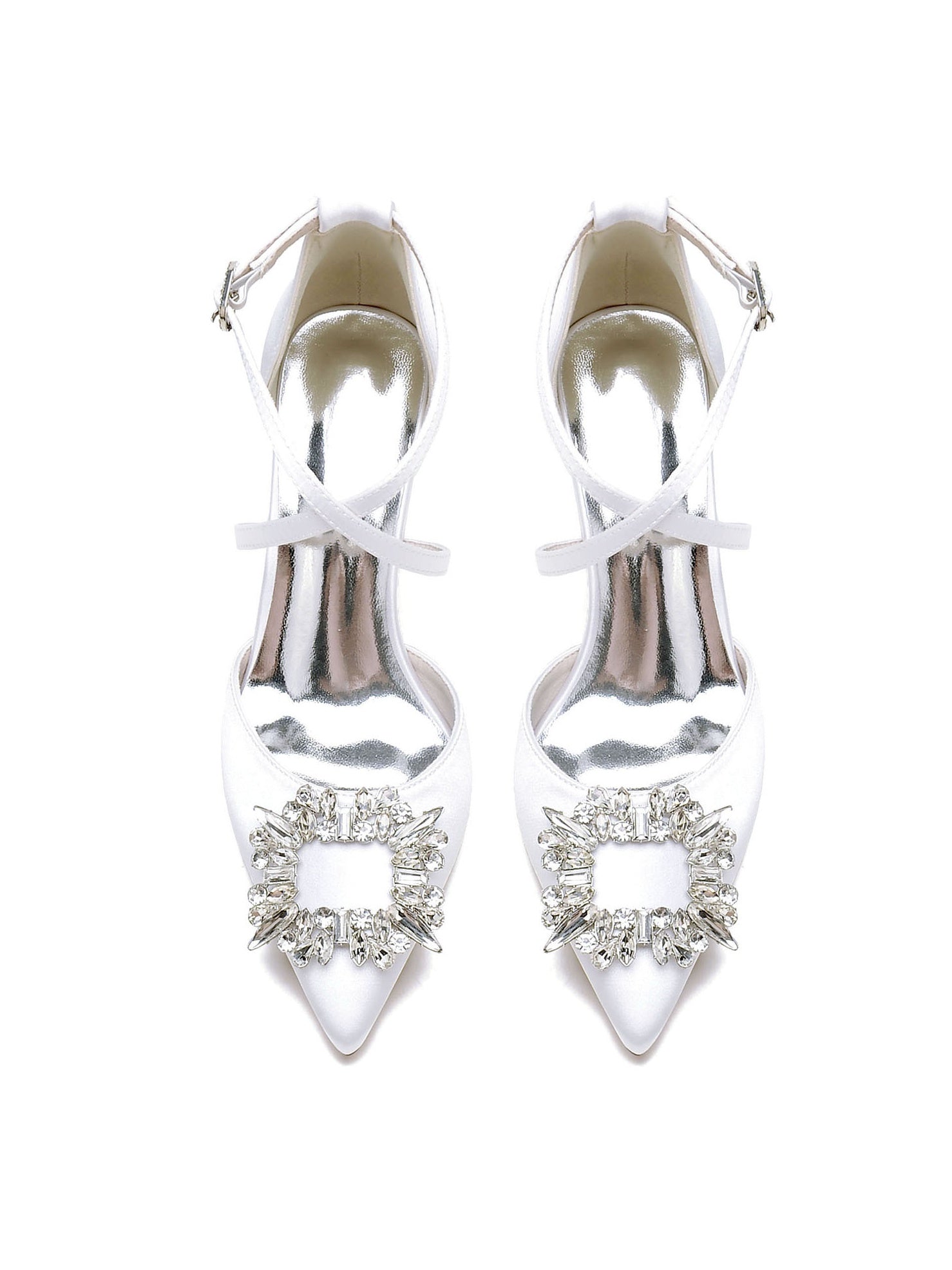 Bridal High Heel Shoes for Women with Rhinestones and Pointed Toe