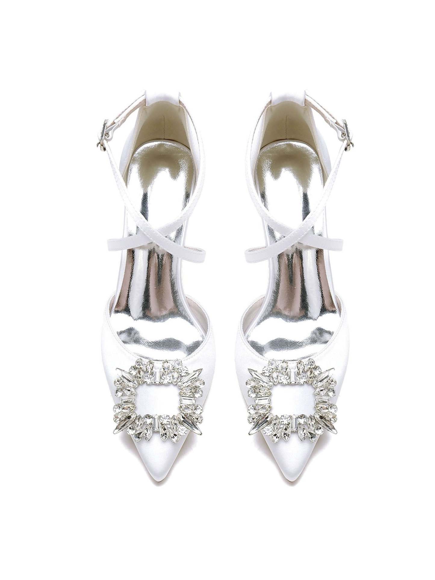 Bridal High Heel Shoes for Women with Rhinestones and Pointed Toe