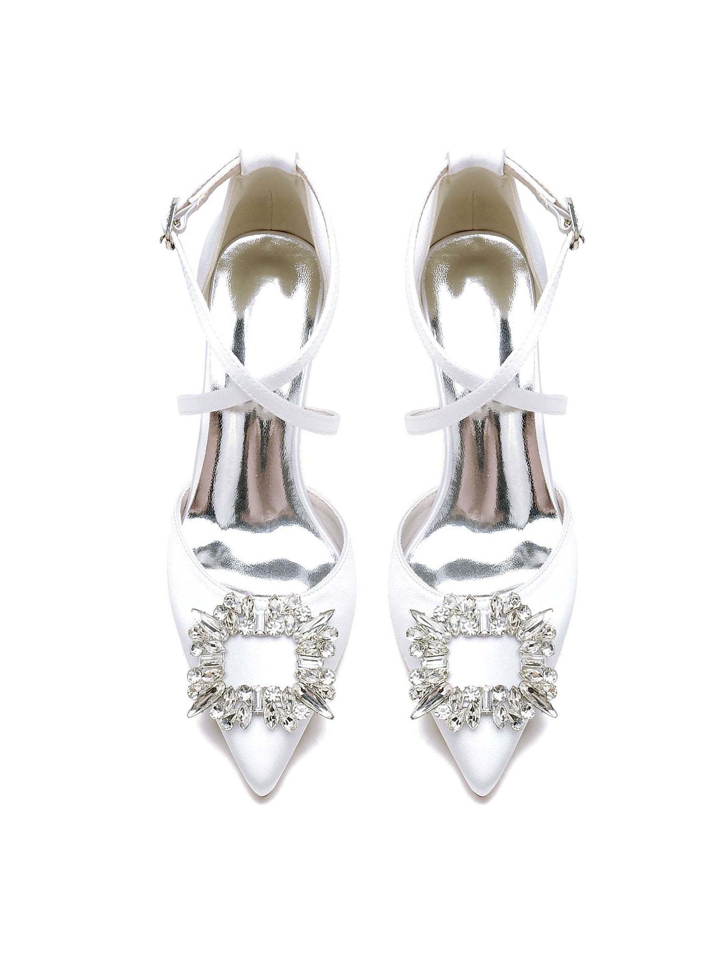 Bridal High Heel Shoes for Women with Rhinestones and Pointed Toe